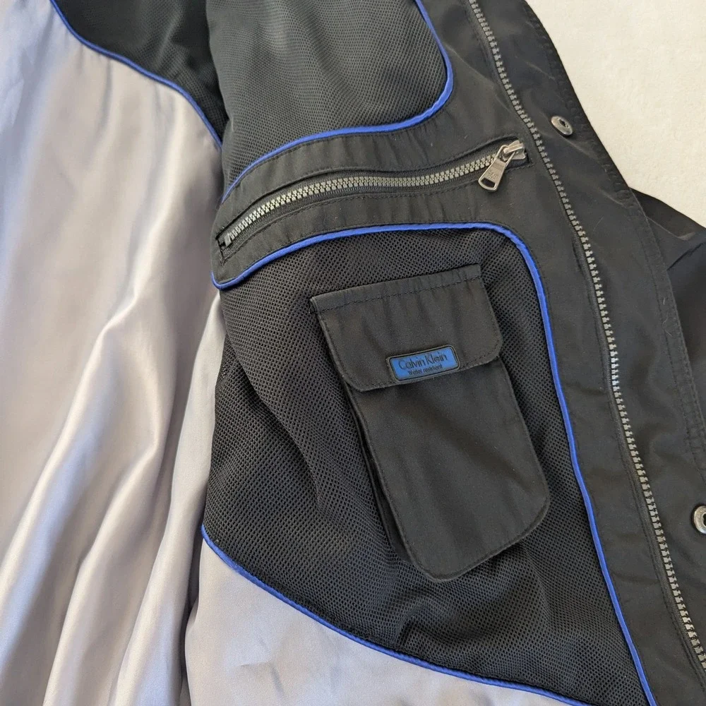 Calvin Klein Mens Black‎ Full Zip Collared Jacket Lightweight XL